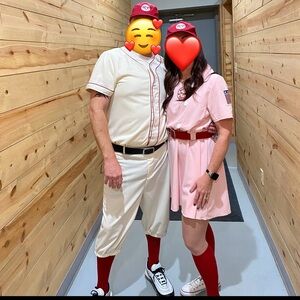 A league of their own Coach. Red and White Baseball Costume Set